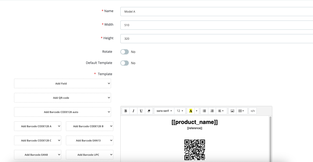 Product label/barcode generator Module Prestashop